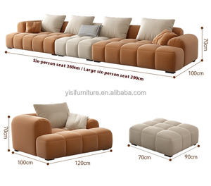 Divano in Tessuto Yisi per <span class=keywords><strong>Soggiorno</strong></span>, Moderno e Semplice, Nuovo Modello per Famiglie Grandi e Piccole, Stile Francese Crema, Divano Marshmallow a Fila Dritta - Product Image 2