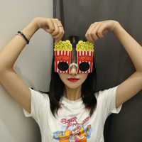 Pas cher en gros drôle fou anniversaire/noël mode nouveau pop-corn conception femmes enfants lunettes de soleil fête 2024