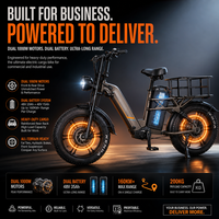 Vélo cargo électrique 2000W à double moteur 48V, double batterie, pneus larges 20*4.0, suspension intégrale, freins hydrauliques, vente en gros