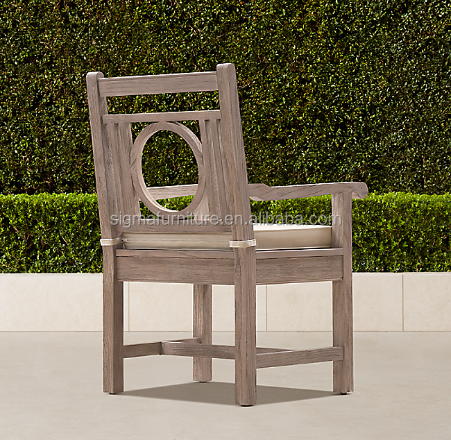High quality best selling classic dining chair designs teak wood garden patio armrest chair