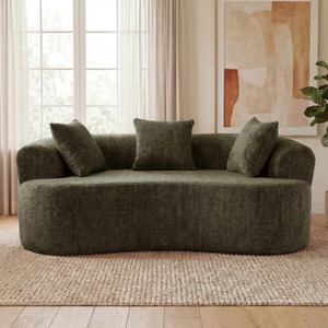 Canapé convertible en forme de croissant, design moderne à dossier bas, coussins profonds, rembourrage en mousse, grand canapé deux places, ne nécessitant pas d'assemblage - Product Image 2