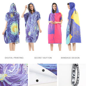 Robe à capuche en microfibre, serviette de surf, poncho de piscine, de plage, confortable, vente en gros - Product Image 3