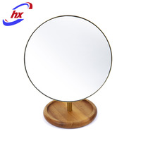 Miroir de courtoisie cosmétique rotatif en bois avec plateau Miroir de table de maquillage rotatif en bois élégant
