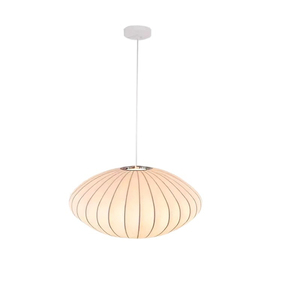 Modern Saucer Pendant Lamp 60cm Dia White Silk Shade E27 LED 3000K Warm <strong>Light</strong> <strong>Dining</strong> <strong>Room</strong> Kitchen Island Hanging <strong>Light</strong> <strong>Fixture</strong> - Product Image 6