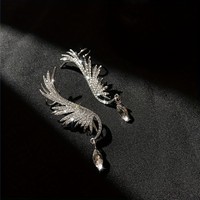 Nouvelle mode d'ailes d'ange pour femmes boucles d'oreilles à clipser non percées en strass