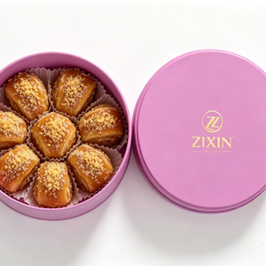 Eco-friendly Custom Round <strong>Tin</strong> Box for Dessert Luxury Food Grade Metal Cookie <strong>Sweets</strong> Packaging Gift <strong>Tin</strong> Box with Lid - Product Image 2
