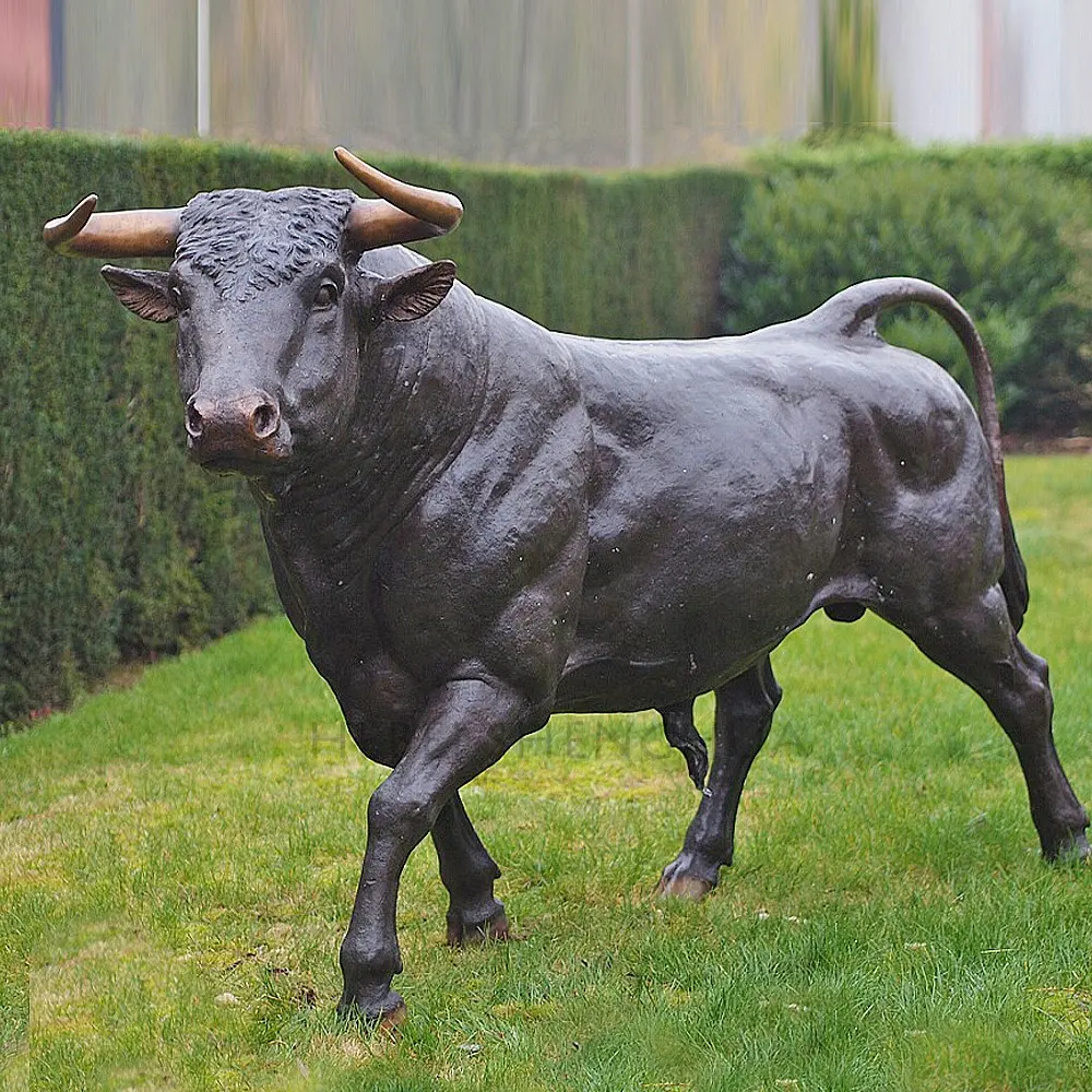 Açık dekorasyon büyük hayvan heykel yaşam boyutu satılık bronz boğa heykeli