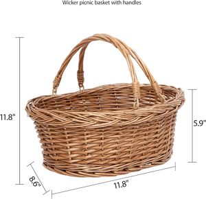 Panier à fleurs en osier tressé de luxe avec poignée pour cadeaux d'affaires, paniers de mariage et autres occasions spéciales - Product Image 3