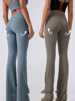 Leggings pour femmes taille haute, effet push-up, sans couture avant, coupe ajustée, jambe large, pour yoga et sport