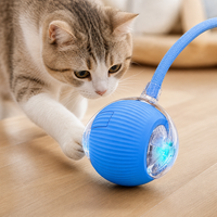 Juguete Inteligente para Gatos con Bola Rodante Automática de 6 cm, Eléctrico, con Luz LED, de Plástico, Interactivo, para Ejercitar y Evitar el Aburrimiento, con USB