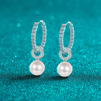 S925 Silver Moissanite Earrings 5A Freshwater Pearl Earrings Buckles Earrings Women's Wedding Party Jewelry Wholesale