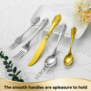 Ensemble de couverts <span class=keywords><strong>en</strong></span> acier inoxydable de luxe pour hôtel, style baroque vintage rétro doré royal pour mariage - Product Image 5