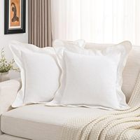 Housse de coussin de canapé en chenille lavable avec bord festonné, taie d'oreiller