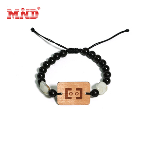 Obsidian đính cườm có thể điều chỉnh RFID NFC dây đeo cổ tay cho nam giới phụ nữ bangles - Product Image 1
