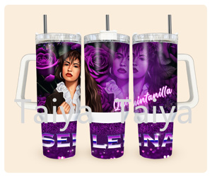 Selena Quintanilla 40 Oz Shimmer Vaso aislado al vacío de acero inoxidable de doble pared con asa - Product Image 5