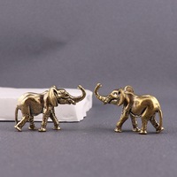 1 pièce Figurine d'éléphant rétro en laiton, porte-bonheur, personnalisée, objet ancien, animal de thé, décoration de bureau, petit ornement