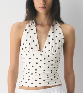 Fabricant OEM – Nouveau débardeur dos nu à pois personnalisé pour femme, sans manches, décontracté, respirant, en élasthanne/coton, respectueux de l'environnement - Product Image 1