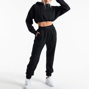 Conjunto de Sudadera con Capucha de Algodón para Mujer con Logotipo Personalizado, Transpirable, de Secado Rápido, Sudadera Deportiva Corta para Entrenamiento Activo - Product Image 1