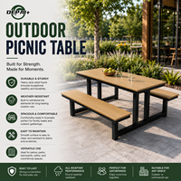 Table de pique-nique commerciale, mobilier de jardin, vente en gros, fabricant de mobilier de rue commercial, table à manger en bois moderne