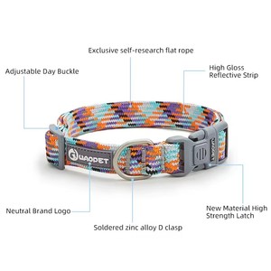 Nuevo diseño de collares de lujo para mascotas logotipo personalizado ajustable reflejo nocturno Nylon cachorro perro <span class=keywords><strong>Collar</strong></span> - Product Image 2