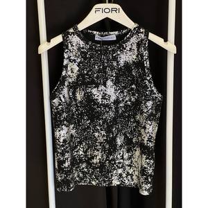 Camiseta sin mangas de punto para mujer Fiori, estampado por sublimación, transpirable, de spandex y poliéster, talla S - Product Image 1