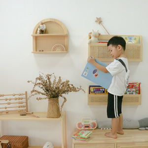Estantería de ratán creativa de estilo moderno para niños, exhibición de <span class=keywords><strong>libros</strong></span> de imágenes de <span class=keywords><strong>pared</strong></span> de estilo nórdico para niños en estudios de guardería - Product Image 4