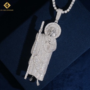 Pendentif San Judas en Moissanite Certifiée GRA, Argent S925, Diamant VVS, Pendentif Saint Jude Thaddeus Sertie de Diamants, Bijoux Hip Hop pour Hommes - Product Image 2