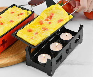 Ensemble de <span class=keywords><strong>raclette</strong></span> pliable avec poignée en bois, mini-grill antiadhésif pour fromage et thé, avec spatule pour l'extérieur - Product Image 2