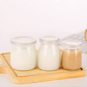Food & Cosmetic <b>Container</b> Yogurt Milk Soda-Lime <b>Glass</b> 50ml 200ml Pudding Jar with Plastic Lid Wide Mouth - Product Image 2