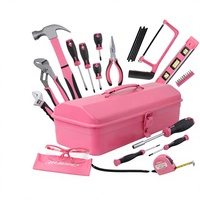 32-Piece Carbon Steel Iron Box Tool Set Household Repair Daily Use Pink Family Toolbox Hardware Tools