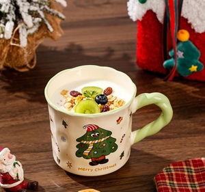 Mug à café en céramique écologique de 400 ml, motif de Noël nordique, compatible micro-ondes, réutilisable, pour la maison, le bureau, cadeau - Product Image 6