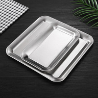 Assiette carrée à fond plat en acier inoxydable jetable de style coréen, épaissie, pour desserts et sushis, idéale pour le camping et la restauration commerciale