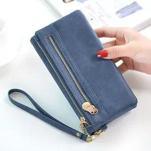 Hot Sale Double Zipper Wallet Women's Fashionable Long Mobile Phone Bag PU Leather Large Capacity Hand Wallet