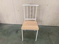 Meubles de salle à manger industriel empilables, 4 pièces, chaise avec cadre en acier en bronze et siège en bois rustique