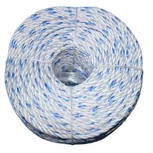 Cordon de pêche en PP Danline blanc torsadé à 3 brins de 8 mm avec traceur bleu - Product Image 1