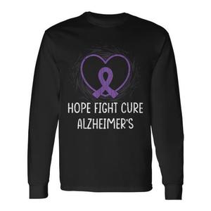 T-shirt a maniche lunghe con grafica viola per la consapevolezza sulle malattie da Alzheimer, Hope Fight Cure - Product Image 1