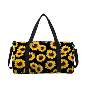 Sunflower Print Duffle <b>Bag</b> Unisex Polyester Water Resistant Gym Travel <b>Bag</b> Adjustable Strap Zipper Closure - Product Image 1