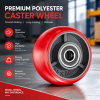 Roue industrielle à roulettes en PU rouge avec double roulement à billes, taille personnalisable pour chariot d'entrepôt, fournisseur de cartons en vrac à faible MOQ