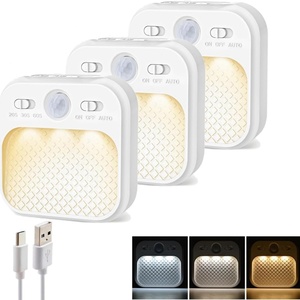 1PCS Lampe de nuit LED à détecteur de mouvement rechargeable avec aimant, idéale pour chambre, escalier, armoire, couloir, cuisine - Product Image 1