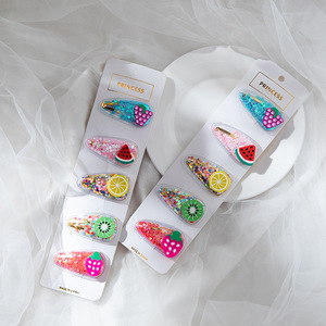 Pinzas de Pelo Transparentes con Diseño de Arena Movediza Coloridas Estilo Coreano para Niñas, Pinzas de Pelo con Forma de Fruta para Bebés, Horquillas con Borde de Arena Movediza con Forma de Fruta - Product Image 2