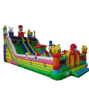 Precio especial grande Mario Parque de Atracciones inflable trampolín tobogán equipo combinado