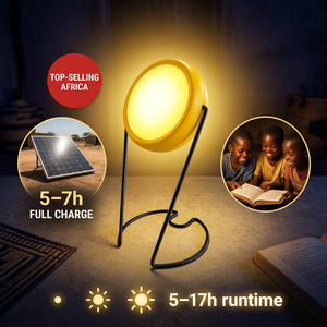Lampe solaire LED à luminosité réglable, panneau monocristallin haute efficacité, charge rapide 5-7H, lumière douce sans scintillement - Product Image 1