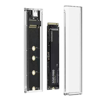Casing SSD M2 NVME & NGFF Transparan Portabel Protokol Ganda, M.2 ke USB 3.1 Tipe-C M-key, Enclosure SSD Eksternal