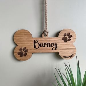 Custom <b>Wooden</b> <b>Dog</b> Tag-Personalized Bone-Shaped Laser Engraved Wall Hanging | Father's Day Cartoon Pet Gift for Pet Lovers - Product Image 4