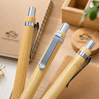 Stylo en bambou personnalisé, corps en bois naturel, action à clic, clip métallique, encre noire fluide, personnalisation de la marque, stylo rétractable