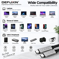 Câble USB4 DFX 1M 40 Gbps 240W PD3.1 Vidéo 8K E-Marker Cordon USB C vers C tressé en nylon pour Ordinateur Portable MacBook SSD - EN STOCK