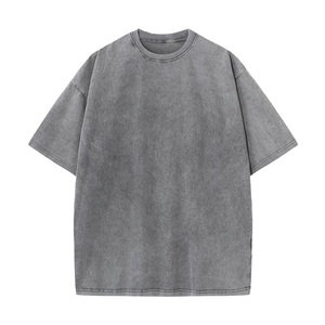 เสื้อยืดโอเวอร์ไซส์ผ้าฝ้ายแท้ 100% สำหรับผู้ชาย ทรงหลวม ซักย้อมสีแบบแอซิดวอช  คอกลม แขนสั้น สกรีนโลโก้ได้ตามต้องการ  แบบดิสเทรส - Product Image 2