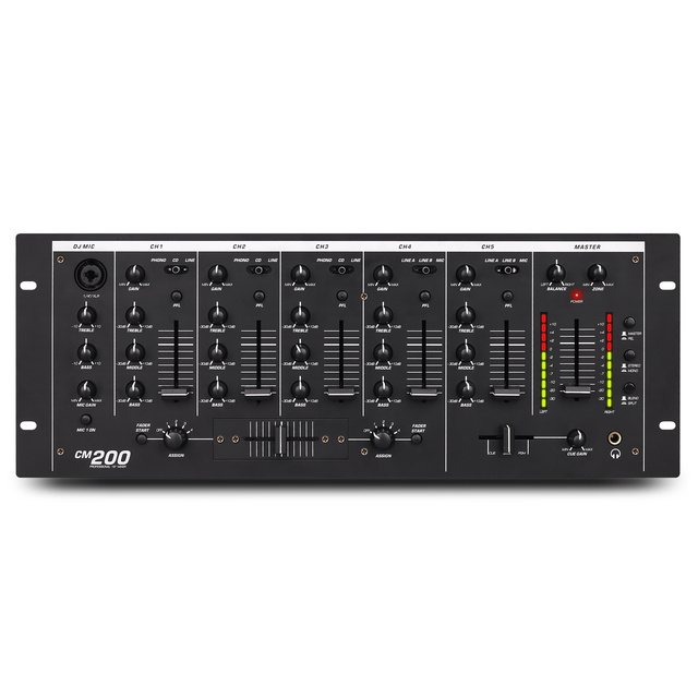 Debra CM200 Pro 5-Channel Noise Cancelling Adjustable Voice Sound Mixing Console DJ Mixer with Monitor for Studio Use