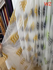 高品质轻质透气透明涤纶窗帘面料刺绣图案客厅编织出厂价格 - Product Image 4