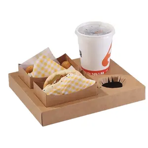 Outdoor Take away Kids Picnic insulation kraft lunch coffee cup hamburg food packaging box